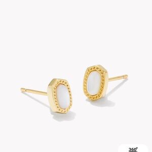 Kendra Scott Gold and White Oval Earrings
